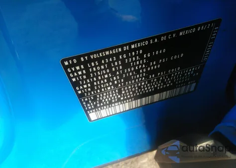 2022 Volkswagen Taos 1.5T Sel из США, поврежденный, VIN 3VV1X7B21NM014907